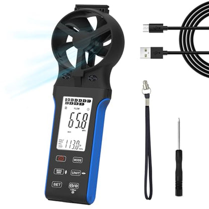 HoldPeak CFM Meter HVAC Anemometer with 270º Rotatable Detector, Handheld Wind Speed Meter Gauge with Touch Button, Waterproof Rechargeable Air Flow Velocity Measuring Device for HVAC Outdoor Sailing - color: 5000D-CFM Anemometer