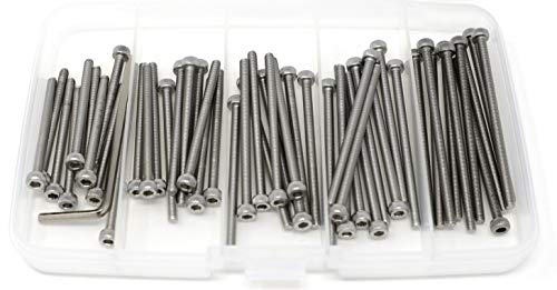 iexcell 50 Pcs M3 x 40/45/50/55/60mm Thread Pitch 0.5 mm Stainless Steel 304 Hex Socket Head Cap Screws Bolts Assortment Kit - size: M3 x 40/45/50/55/60mm