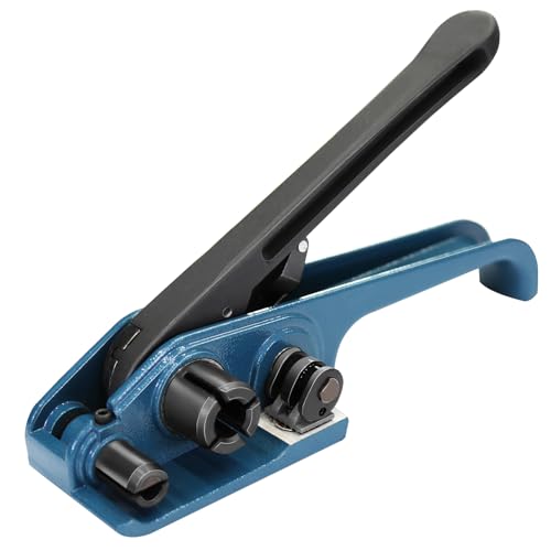 Heavy Duty Banding Strapping Tensioner & Cutter Manual Packaging Tools Windlass for 1/2"-3/4" Width Polyester Poly Strap(Gemstone Blue) - color: PET Blue, size: 1/2-3/4in