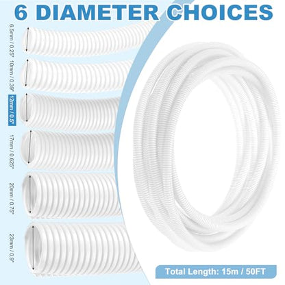 MECCANIXITY Plastic Split Wire Loom Tubing 1/2"(12mm) ID 50FT(15m), White - color: White, size: 1/2"(12mm) ID x 50FT(15m)