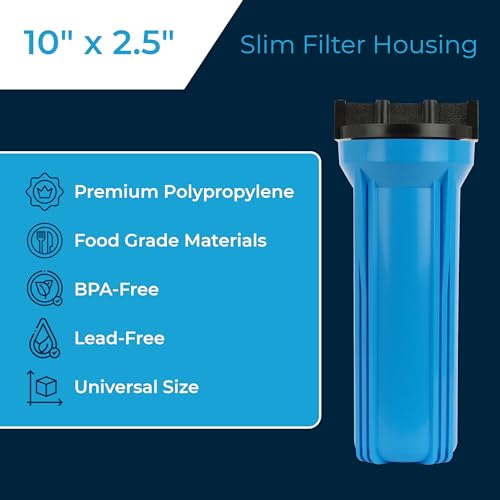 SpiroPure 10x2.5 Water Filter Housing Slim 10" Standard Housing 1/4" NPT - color: Blue