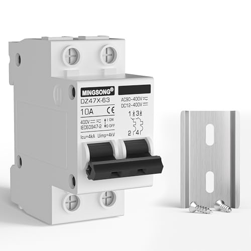 DC Solar Panels Disconnect Switch 10 Amp Solar Shut Off Switch 12V-400V 2 Poles Small Miniature Circuit Breaker for PV Homes, AC 110V DIN Rail MCB - style: 10A