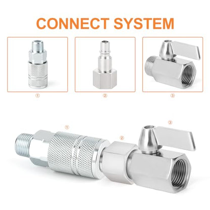 GASHER 2PCS 3/8-Inch Male Quick Connect Air Coupler, 3/8 Basic Flow Industrial Coupler，For Air Compressor Quick Connect Air Hose Fittings Set - size: 3/8" MNPT - 3/8 Flow