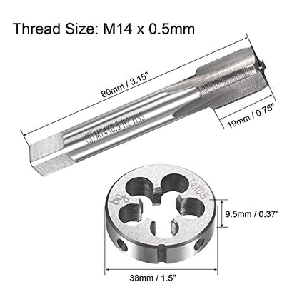 uxcell M14 x 0.5mm Metric Tap and Die Set, Machine Thread Screw Tap with Round Threading Die, Tap & Die Kit for Nut Screw Bolt Thread Repair - size: M14 x 0.5mm