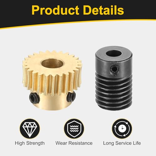 uxcell Worm Gear Set Right Rotation 25T 0.5 Module 1:25 Reduction Rate - size: Gear-5mm, Rod-5mm Bore, style: 0.5M-25T