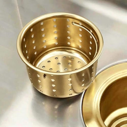 Kitchen Sink Drain Basket Only, 3-inch Basket Gold for Kitchen Sink Strainer Replacement, Deep Cup Strainers with Handle, SUS 304 Stainless Steel - color: Gold
