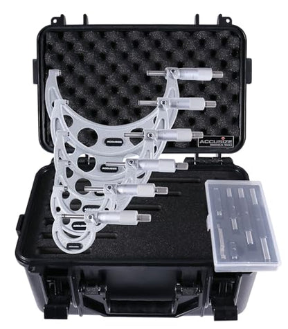 Accusize Industrial Tools Outside Micrometer, 0-6" 6 Pc/set, EG00-0906 - size: 0-6" 6 pc/set