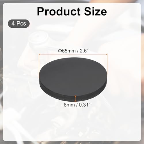 PATIKIL Rubber Solid Discs Washers, 4 Pcs Anti-Vibration Spacer 65mm OD x 8mm Thick Rubber Round Gasket Pad Bushings Spacer Washer for DIY Gasket Craft, Black - size: 65mm x 8mm