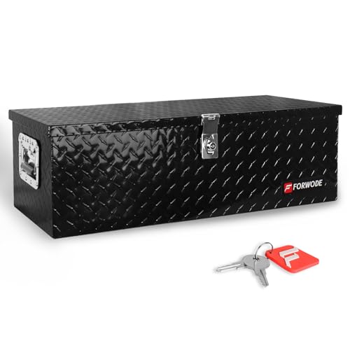 FORWODE 30 Inch Truck Bed Tool Box, Aluminum Heavy Duty Trailer Tool Box for Pickup Truck Bed RV, Toolbox Storage Box with Handle and Lock - Black - color: Black, size: 30x13x10inch