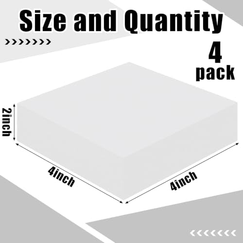 4 Pcs 2" Thick Foam Padding Sheet with Adhesive Backing Closed Cell - color: White, size: 2 Inch Thick, 4 x 4 Inches