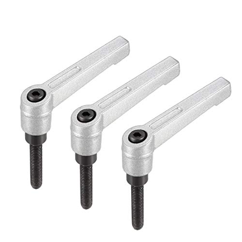 uxcell M6 x 30mm Handle Adjustable Clamping Lever Thread Push Button Ratchet Male Threaded Stud Knobs Quick Release Screw Handles Bolts with Locking Lever Silver Tone 3pcs - color: Silver Tone, size: M6 x 30mm