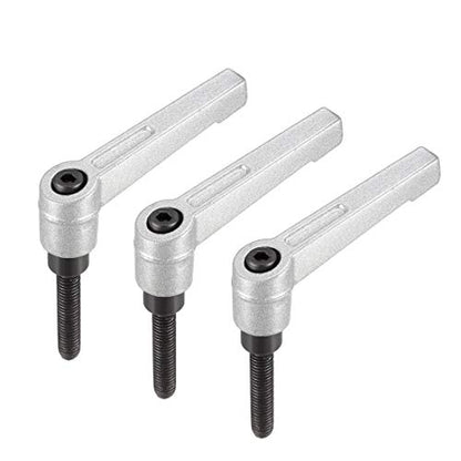 uxcell M6 x 30mm Handle Adjustable Clamping Lever Thread Push Button Ratchet Male Threaded Stud Knobs Quick Release Screw Handles Bolts with Locking Lever Silver Tone 3pcs - color: Silver Tone, size: M6 x 30mm