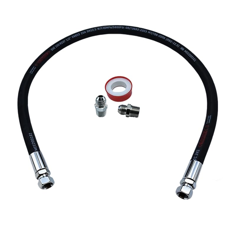 Industrial grade Hydraulic Hose 3/8" NPT Male x 60" Length,High Pressure Hose With Both Sides 360°Swivel Fittings,5800 PSI&250°F High Temp & Pressure Resistance for Hydraulic Systems - size: HY-60L-3/8 NPT