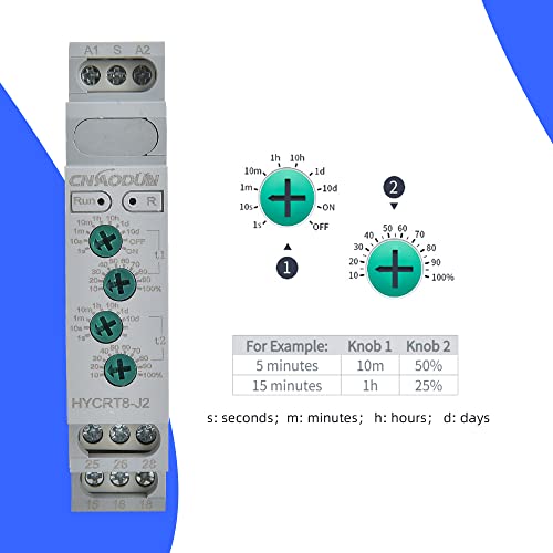 CNAODUN Asymmetric Cycle Time Relay HYCRT8-J2 0.1s-10days AC/DC 24-240V 2 Outputs Cycle Time Delay Relay DIN Rail Mount Type - size: HYCRT8-J2,Cycle Delay Dual Outputs