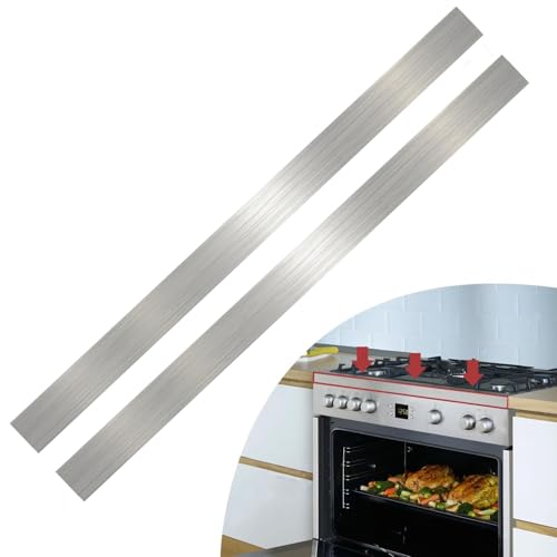 2 Pcs 304 Stainless Steel Strips, Brushed Self Adhesive Strip Metal Trim Strip, Finishing Sheet Metal Strips for Microwave/Oven/Range/Cooktop, 30" Long, 1.5" Wide Gap Filler for Kitchen Decor - color: Silver, size: 1.5in