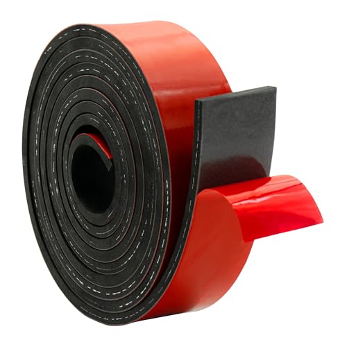 DOBTIM Adhesive Reinforced Solid Rubber Sheets, Rolls & Strips Cloth Inserted 1/4 (.250)" Thick X 2" Wide X 10' Long, Neoprene Rubber Strips Tensile-Resistant Tougher Projects - size: 2" x 10', style: .250" thick(Adhesive）