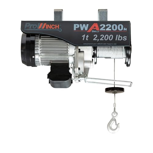 Prowinch Electric Hoist, 110V/120V, 2200lbs Lifting Capacity, 38ft Lifting Height, Wired Remote Control, Upper & Lower Limit Switches for Home Improvement, Warehouse Clearance, Garage Hoist System - size: 2200 lb Wired Remote