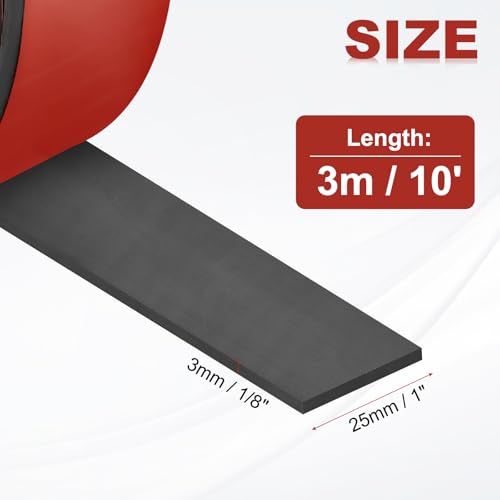 PATIKIL Neoprene Rubber Strips 1" Wide x 1/16" Thick x 10' Long, Self Adhesive Solid Rubber Sheet for Shock Absorption Gasket DIY Crafts Sealing Weather Striping, Black - size: 1" W x 1/16" T x 10' L