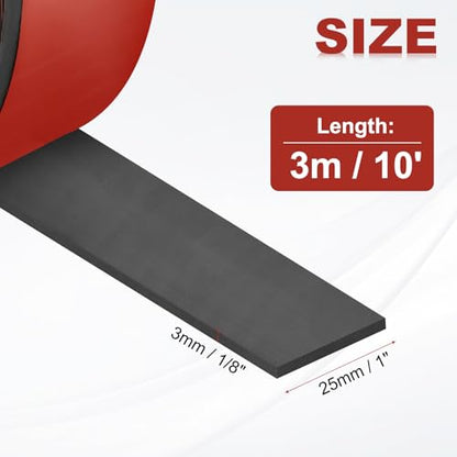 PATIKIL Neoprene Rubber Strips 1" Wide x 1/16" Thick x 10' Long, Self Adhesive Solid Rubber Sheet for Shock Absorption Gasket DIY Crafts Sealing Weather Striping, Black - size: 1" W x 1/16" T x 10' L