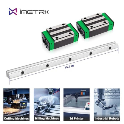 HGR20 Linear Guide Rail Kit - 2 Pcs 500mm Rails + 4 Pcs HGH20CA Bearing Blocks High Precision, Anti-Rust for 3D Printers, CNC Routers, Lathes & DIY Automated Machines - size: 500mm