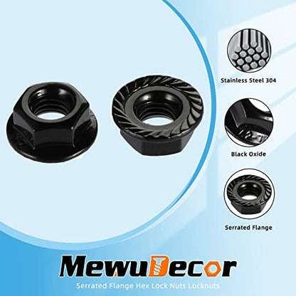8-32 Serrated Flange Hex Lock Nuts, Stainless Steel 18-8 (304), Black Oxide, 50 PCS - color: Black, size: 8-32