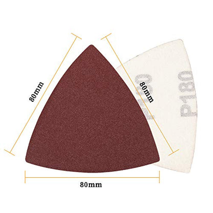 SPEEDWOX 30Pcs 180 Grit 80mm Triangular Oscillating Multi Tool Sanding Pads - style: 180 Grit
