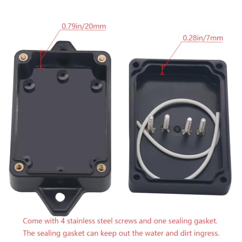Junction Box IP65 Waterproof ABS Plastic Electrical Project Case Power Junction Boxes, Project Box with Fixed Ear Black 3.3 x 2.3 x 1.3Inch (83 x 58 x 33mm) - color: Fixed Ear Design, size: 3.3”x2.3”x1.3”