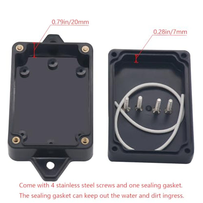 Junction Box IP65 Waterproof ABS Plastic Electrical Project Case Power Junction Boxes, Project Box with Fixed Ear Black 3.3 x 2.3 x 1.3Inch (83 x 58 x 33mm) - color: Fixed Ear Design, size: 3.3”x2.3”x1.3”