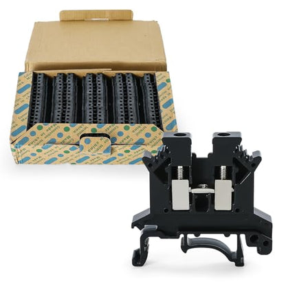 100PCS UK-2.5B Din Rail Terminal Block - Insulation Material Shell, Wide Application for 12-22 AWG 20A 600V Soar Project, PLC Industrial Control Automation Panel Automotive RV - Black - color: 100pcs Black