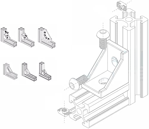 20pcs Black 2020 Series 1720 Aluminum Profile Corner Bracket with 40pcs M5 T Nuts +40pcs M5 Screws + 1pcs Wrench for Slot 6mm 20S Aluminum Rail Accessories (20PCS 1720 Corner Bracket) - style: 20PCS 1720 Corner Bracket black