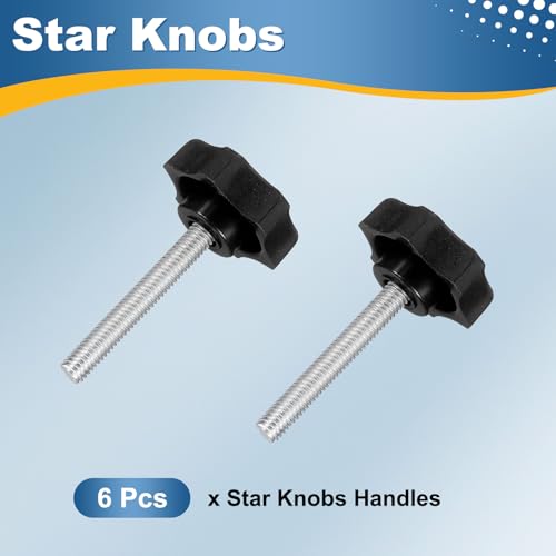 HARFINGTON 6Pcs Star Knob Handle M6 x 40mm Male Thread Metric Carbon Steel - size: M6 x 40mm