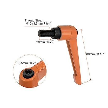 HARFINGTON 4pcs Adjustable Clamping Lever Handles M10 x 20mm Male Thread Bolt Knobs Rotating Screw Locking Quick Release Ratchet Push Button Handle, Orange - size: M10 x 20mm