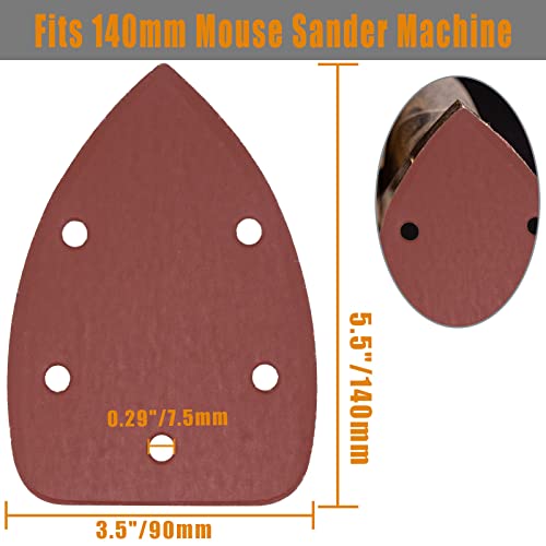 60 Pcs 2000 Grit Mouse Detail Sander Sandpaper, Aluminum Oxide Mouse Sander Pads 5 Hole Palm Sander Pads Sanding Sheets for 140mm Mouse Sander - size: 2000 Grit
