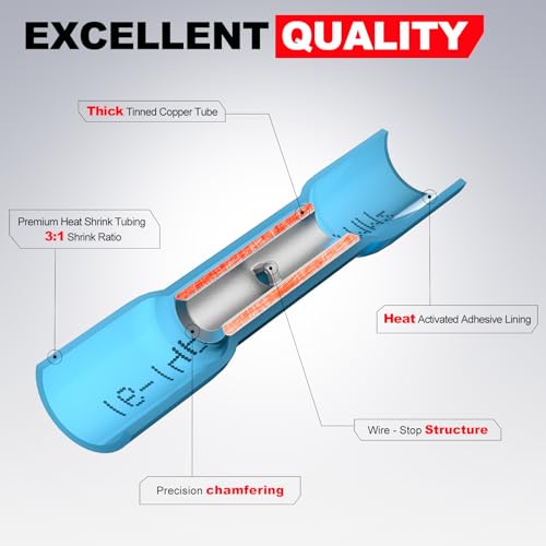 26,24 AWG Heat Shrink Butt Connectors Marine White Crimp Splice Waterproof - size: 26-24AWG 100pcs
