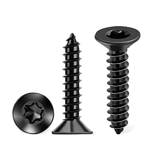 100 PCS #8 X 1 Inch Black Coated Flat Head Torx/Star Wood Screws, Stainless Steel 18-8 (A2) Fully Threaded No.8 X 1'' Screw by TPOHH - size: #8 X 1 inch