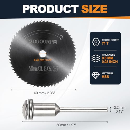 Cutting Wheel Set 2Pcs 2.36" 60mm Diameter HSS Circular Saw Blades - color: Black, size: 2.36"(60mm) Diameter, 0.13"(3.2mm) Round Shank