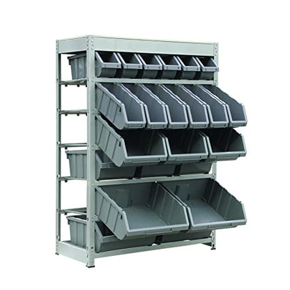 King's Rack Bin Rack Storage System Heavy Duty Steel Rack Organizer Shelving Unit w/ 22 Plastic Bins in 6 tiers - size: 6 Tiers - 22 Bins