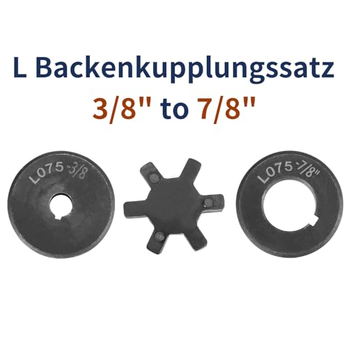 uxcell 3/8" to 7/8" L075 Flexible 3-Piece L-Jaw Coupling Coupler Set & Buna-N NBR Rubber Spider for Log Splitter Hybrid Equipment - size: 3/8" to 7/8"
