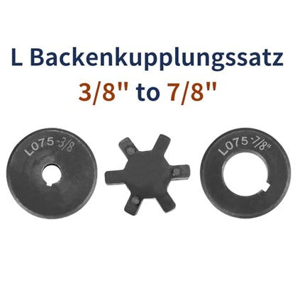 uxcell 3/8" to 7/8" L075 Flexible 3-Piece L-Jaw Coupling Coupler Set & Buna-N NBR Rubber Spider for Log Splitter Hybrid Equipment - size: 3/8" to 7/8"