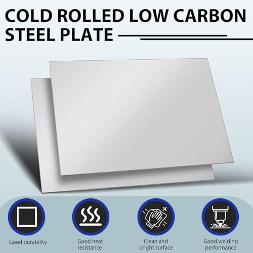 Yaocom 4 Pcs 12" x 8" 16 Gauge Sheet Metal, Cold Rolled Carbon Steel Plate