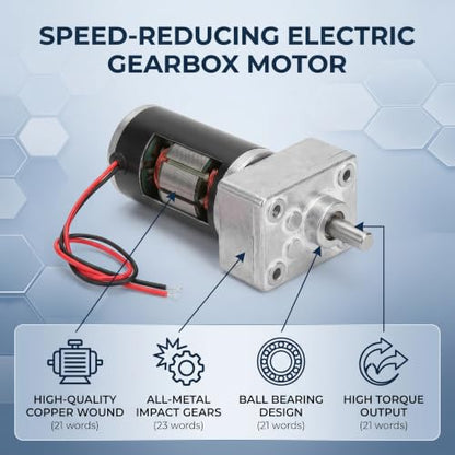 YWBL-WH DC 12V Gear Motor High Torsion Speed Reduce Electric Motor Reversible Gear Motor 8mm Shaft (12V 200RPM), Geared Motor - size: 12V 200RPM