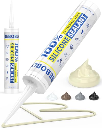Silicone Caulk & Sealant Almond, 100% Waterproof Silicone Sealant, Shrink & Crack Proof, Silicone Caulking for Kitchen, Bathroom, RV, Interior & Exterior Use, 10.2 FL. OZ/300ML, 1 Pack - color: Almond, size: 1 Pack