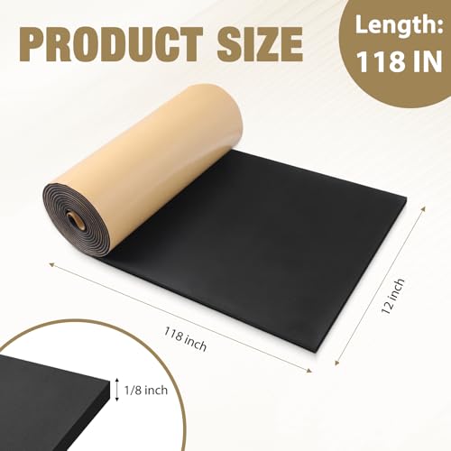 LSGCQ Sponge Neoprene Foam Padding Self Adhesive Foam Sheets, Black - color: Black, size: 12" Wide x 1/8" Thick x 118" Long