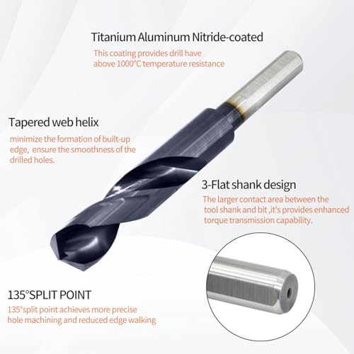 Meccion M35 Cobalt Drill Bits 13/16 Inch TiAIN HSS Drill Bit for Metal - size: 13/16 in.
