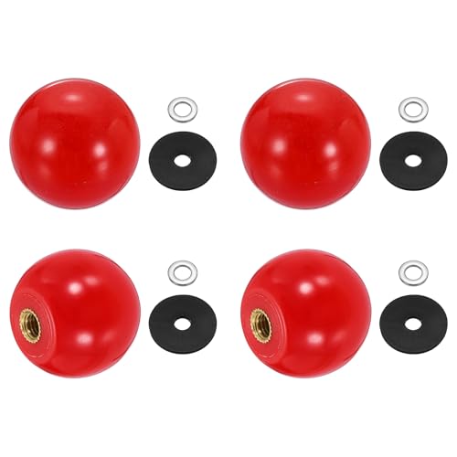 uxcell 4Pcs Threaded Ball Knobs, M5 x 25mm Phenolic Plastic Thread Ball Handles Balls Nuts Knob Caps Nut Balls with Threaded Insert for Machine Lever Handle DIY Project, Red - color: Red, size: M5 x 25mm