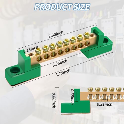 Neutral Bar, 4 Pack 8-Position Brass Terminal Block - size: 8 Position, style: grounding bus bar