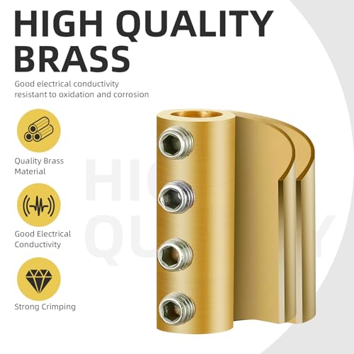 10PCS 6-10AWG 6 8 10 Gauge Wire Butt Connector 4Nut Splice Kit Brass - color: 6AWG-80Amp-4Nuts, size: 10