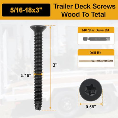 5/16-18 x 3 300Pcs Flat Head Thread Cutting Self Drilling Deck Screws - size: 5/16-18 x 3"
