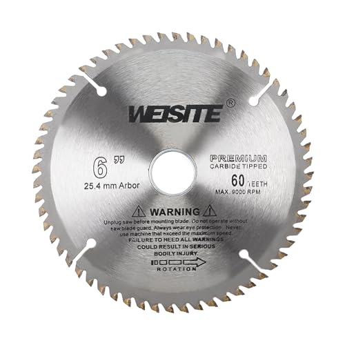 Circular Saw Blade, 6" Outer Dia 60 Teeth 1" Arbor, Wood Tungsten Carbide Tipped () Slitting Saw - (Applications: for Wood Cutting) - size: 150mm x 60T
