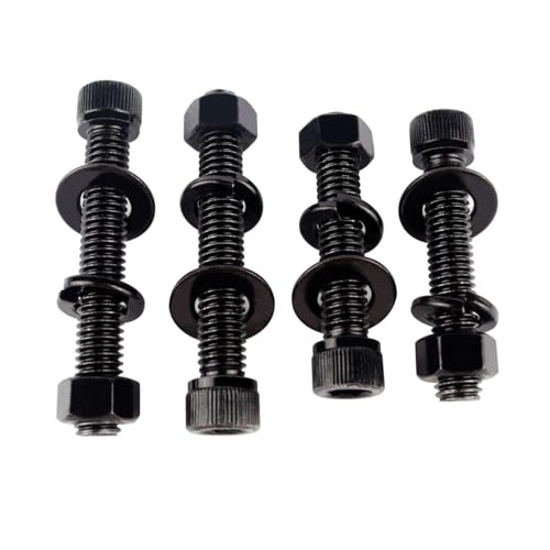 1/2-13 x 2 Socket Head Cap Screws Allen Hex Bolts with Hex Nuts and Flat & Lock Washers, 304 Stainless Steel Machine Thread, 4Sets Black - color: Black, size: 1/2-13 x 2" (4Sets)